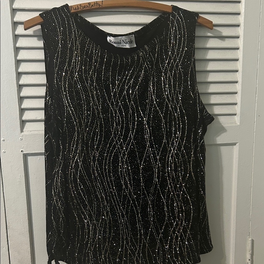 Ronni Nicole Black Tank Top with Silver Sparkle